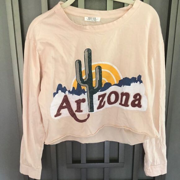Love Arizona cactus long sleeve cropped T-shirt size M - Picture 1 of 5